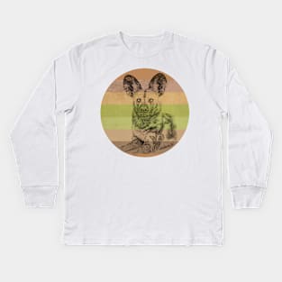 African Wild Dog on Retro-style Sunset in Africa Colors Kids Long Sleeve T-Shirt